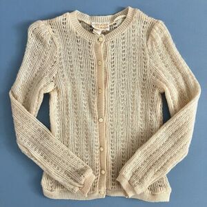 Vintage Center Stage Cream Dainty Knit Classic Button Up Cardigan Sweater‎